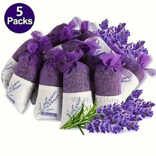 Lavender Scented Sachets Bags for Drawer Wardrobe Closet Car Fragrance - 5A Grade Fresh Purple Lavender Aroma Home Freshener Moth Repellent Gift Set 5pcs or Trial Pack