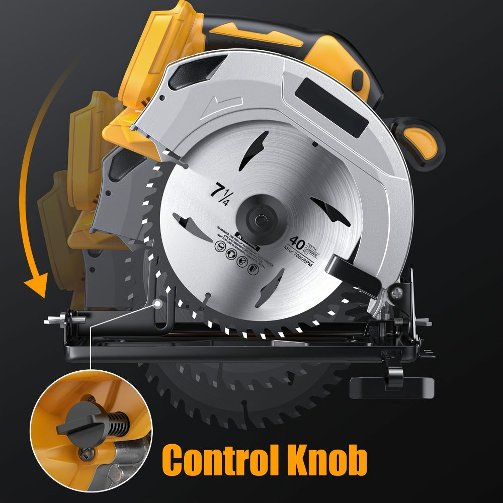 Brushless Cordless Circular Saw for Dewalt 20V MAX Battery - 7-1/4 Inch 0-50° Bevel Cut Electric Saw with Saw Blades Included