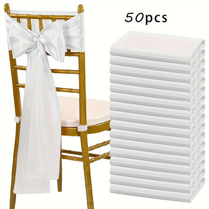 Satin Chair Sashes Bows 50pcs – 7x108 Inch Chair Waist Belt Bow Ties for Wedding Reception, Banquet, Party, Hotel & Event Chair Cover Decoration
