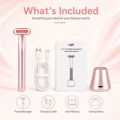 Red Light Therapy Facial Massager - Vibration & Negative Ion Skin Tightening Device for Acne Reduction, Wrinkle Removal & Eye Bag Treatment, Anti-Aging Face Care Beauty Tool for Women & Men