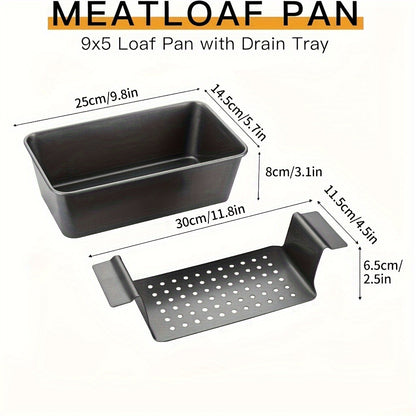 Nonstick Meatloaf Pan with Drain Tray, 2-Piece Carbon Steel Loaf Pan Set for Baking, Fat-Reducing Bread Pan with Insert, Oven Safe Meat Loaf Baking Pan for Healthier Cooking, Standard & Gold Options