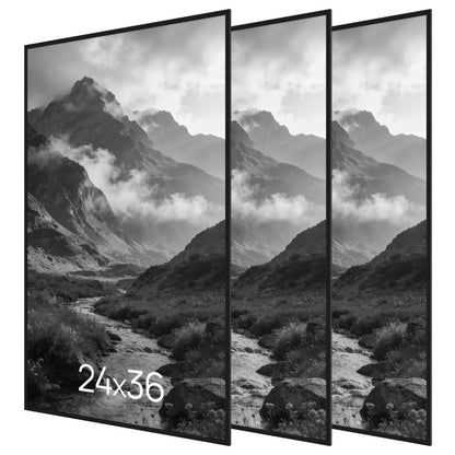 24x36 Poster Frame 3 Pack - Black & Natural Picture Frames 24x36 Inch, Scratch-Proof Lightweight Plastic, Slide-In Assembly, Horizontal or Vertical Wall Mount for Photo Gallery Art Display