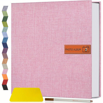 Self Adhesive Photo Album Scrapbook – Large Linen Cover Memory Book for 4x6 5x7 8x10 Photos, DIY Picture Book with Metal Pen, Gift for Mom, Baby, Wedding, Valentine's Day & Mother's Day, 40 & 60 Pages