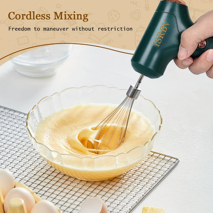 Cordless Electric Hand Mixer Mini USB Rechargeable Whisk Beater 1500RPM for Whipping Cream Cake Batter Ice Cream Egg Beating Home Kitchen Baking