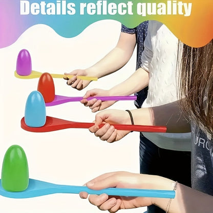 Egg Spoon Race Game Set 12pcs – Wooden Egg & Spoon Balance Relay Race Outdoor Lawn Game for Kids, Easter, Birthday Party, Carnival, School Activity