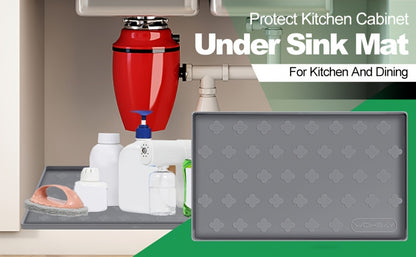 Silicone Under Sink Mat 34" x 22" Food Grade Waterproof Cabinet Liner, Honeycomb Pattern Drip Tray for Kitchen Bathroom Cabinet Organizer, Holds 2+ Gallons, Easy Clean Non-Toxic Boot Tray