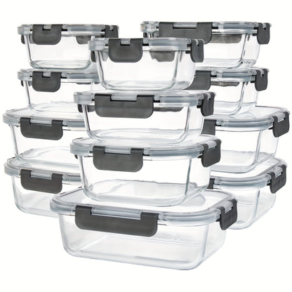 Glass Food Storage Containers with Airtight Lids - Borosilicate Glass Meal Prep Containers Set, Microwave Dishwasher Freezer Safe, BPA Free, Leak Proof Lunch Containers for Kitchen