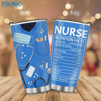 Nurse Tumbler 20oz Stainless Steel Double Wall Vacuum Insulated Travel Mug with Lid Leak-Proof Oval Water Bottle Funny Nurse Design Gift for Nurses Doctors Healthcare Workers Christmas Valentine Appreciation