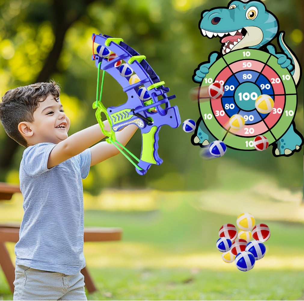 Dinosaur Sticky Target Ball Set with Blue Bow – Multiple Game Modes, Party Favor for Kids, Safe & Durable Fun Toy Gift for Her & Him