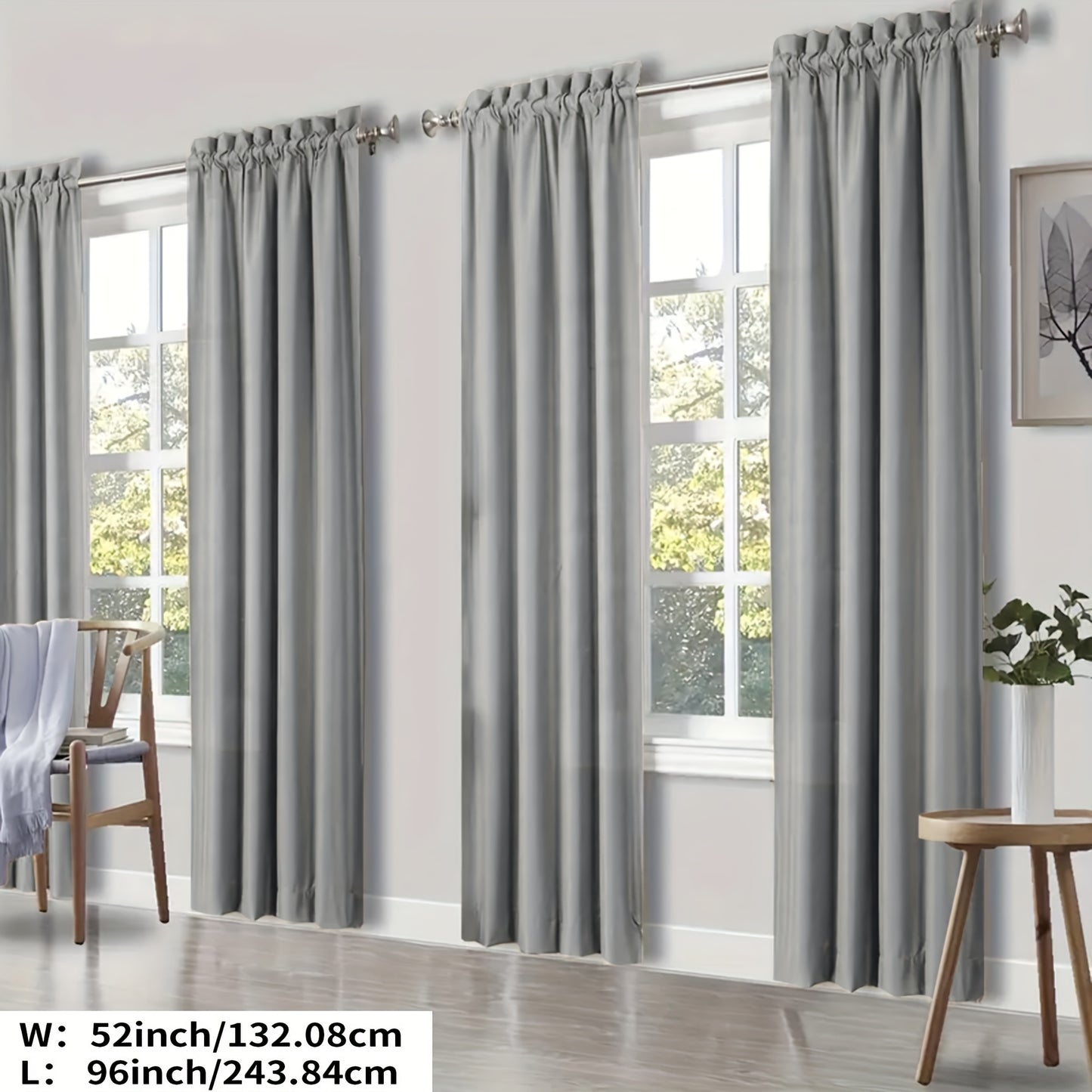 Blackout Curtains 4 Panels Thermal Insulated Room Darkening Drapes – Rod Pocket, Energy Saving, Solid Color for Bedroom & Living Room, 7 Colors & Multiple Sizes