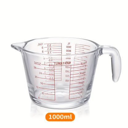 Glass Measuring Cups Set 1/3pcs Tempered Glass 11.83oz 16.91oz 33.81oz Transparent with Handle Dishwasher Microwave Freezer Oven Safe