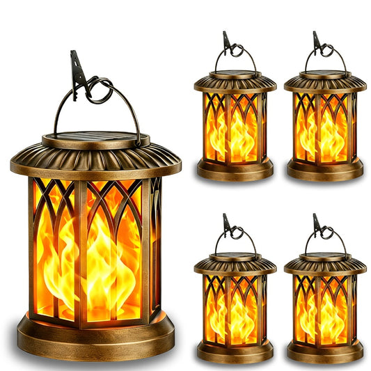 Solar Lantern Outdoor Hanging Lights Flickering Flame IPX5 Waterproof Auto On/Off 12Hrs Garden Yard Patio Decor Classic Black Antiqued Bronze 2 or 4 Pack