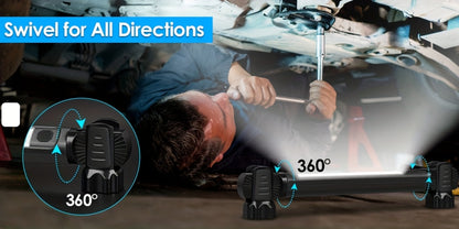LED Work Light 2500LM Rechargeable Magnetic Underhood Inspection Light with 5200mAh Battery & Hooks – Cordless Portable Work Lamp for Mechanics, Car Garage, Workshop & Emergency Use