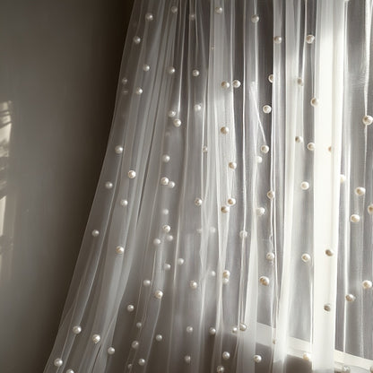 White Pearl Sheer Tulle Fabric Roll 160x300cm – Elegant Organza Mesh for Wedding Backdrop Table Skirt Window Drape Party Decoration Bridal Shower Baby Shower Festive Event Decor