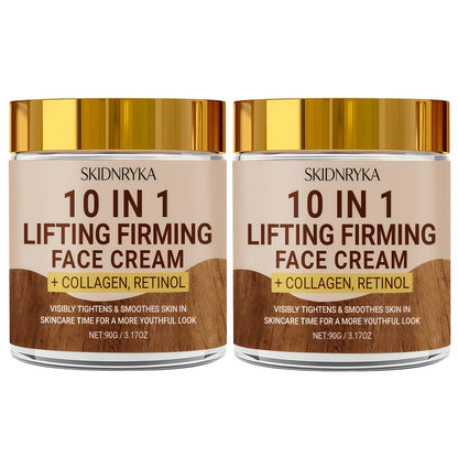 10-in-1 Firming & Lifting Moisturizing Face Cream for Women - Anti-Aging, Youthful Glow, Non-Greasy 90g | Buy 2 Get 1 Free Set | All Skin Types