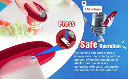 Electric Can Opener Cordless Battery Powered – Smooth Edge Safety, Auto Shut-Off, ABS Material, Easy One-Touch Operation for Elderly, Arthritis & Disabled Hands, Kitchen & Camping