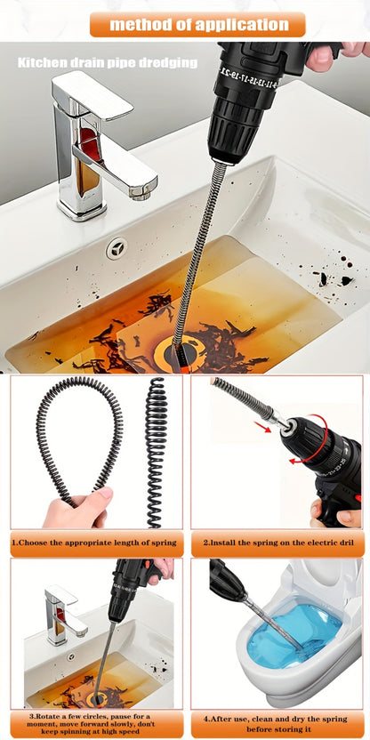 Drain Snake Pipe Unclogger 59 Inch Flexible Hair Clog Remover Tool for Sink, Toilet & Bathroom Drain – Reusable Plumbing Snake Drain Cleaner, Easy to Use