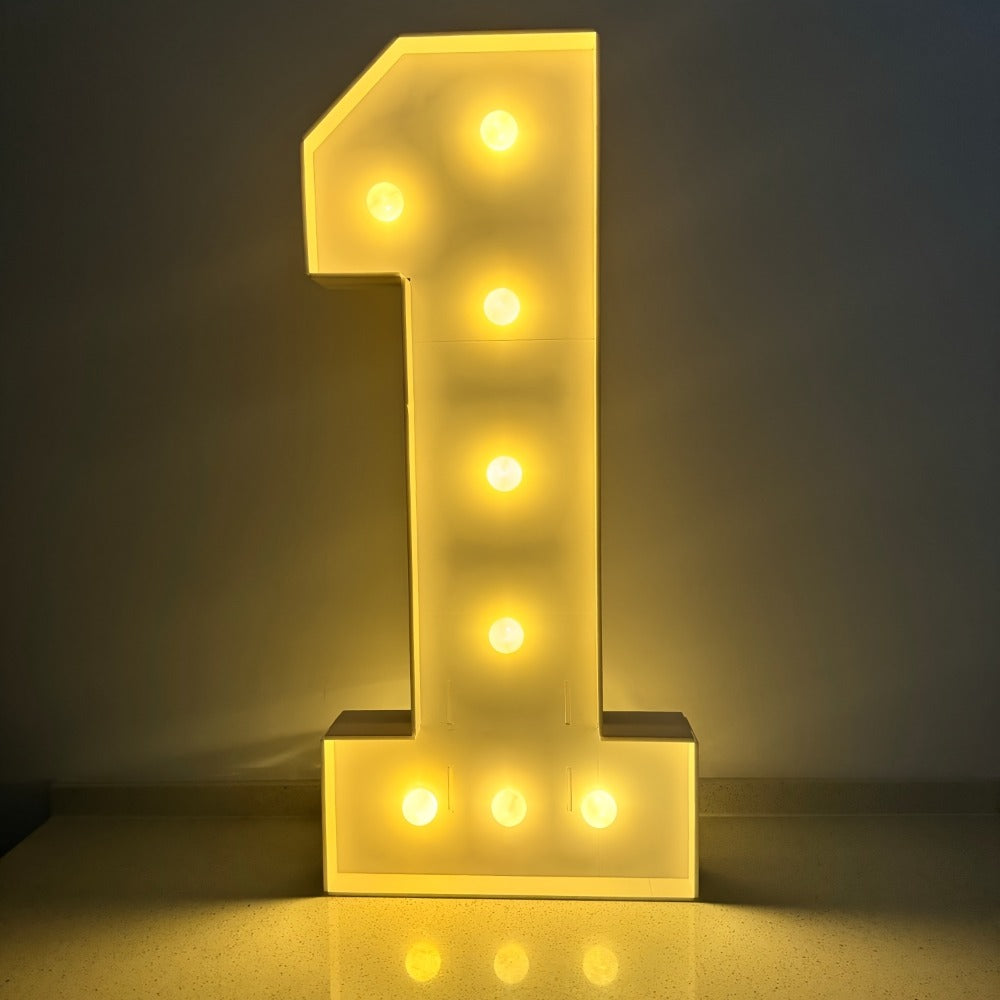 3ft Glowing Number Sign – Warm White LED 3D KT Board 36 Inch Freestanding Party Decoration for Birthday Anniversary Wedding