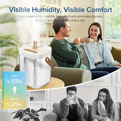 Large Humidifier 2L Smart 2-in-1 with Night Light – Dual Nozzle, 3 Mist Modes, Auto Shut-Off, Dry Burn Protection, Silent Operation, Covers 215 Sq Ft, for Bedroom, Baby Room & Office (Green)