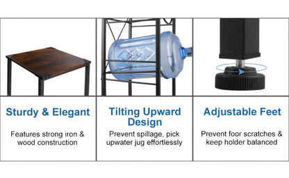 Water Jug Holder 5 Gallon 3-Tier Standing Shelf | Water Bottle Rack Organizer for Kitchen Office Living Room