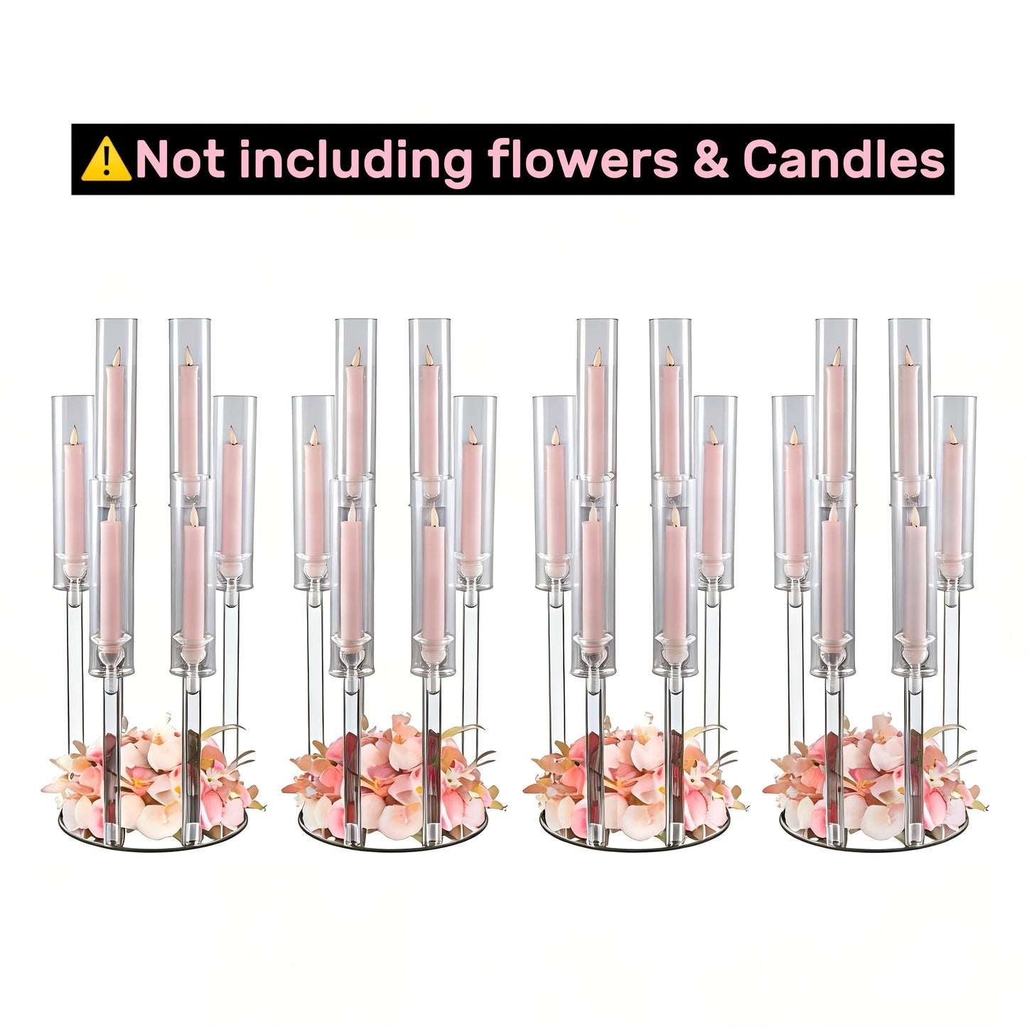 Acrylic Candelabra 6-Arm Candlestick Holder 26.8 Inch Clear Crystal Candle Holders Bulk for Wedding Table Centerpieces, Party Home Decoration, Valentine's Day Anniversary Christmas