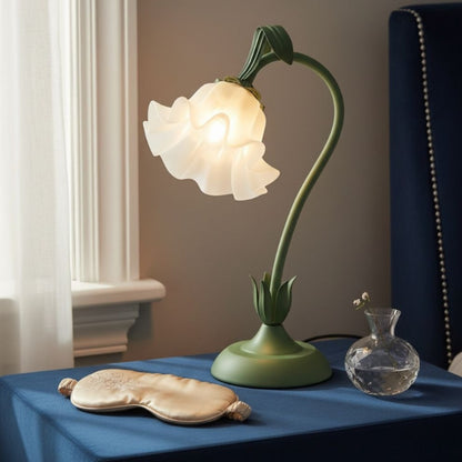 Bellflower Table Lamp – Artisan Crafted Botanical Floral Dimmable Night Light, Heirloom Quality Premium Finish Desk Lamp for Bedroom Living Room Home Decor, Unique Floral Gift (Green)