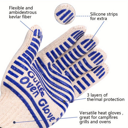 Silicone Oven Mitts with Fingers Non-Slip Heat Resistant Gloves for Cooking Baking BBQ Grilling - Kitchen Oven Gloves 2pcs or 4pcs Set