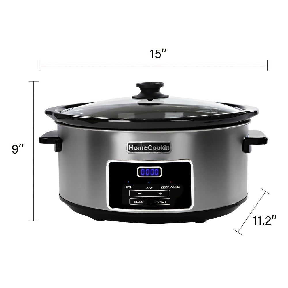 Digital Slow Cooker 6 & 7 Quart Programmable with Non-stick Ceramic Bowl, Countdown Timer & Keep Warm – Oval Glass Lid Crock Pot for Family Meals Soups Stews Holiday Cooking