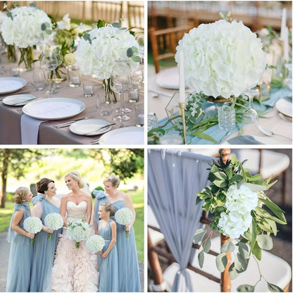 Artificial Hydrangea Flowers with Stems 72Pcs Fake Silk Hydrangea Flower Heads Bulk for Wedding Centerpieces Home Party Table Vase Decor Blue Purple Pink Champagne