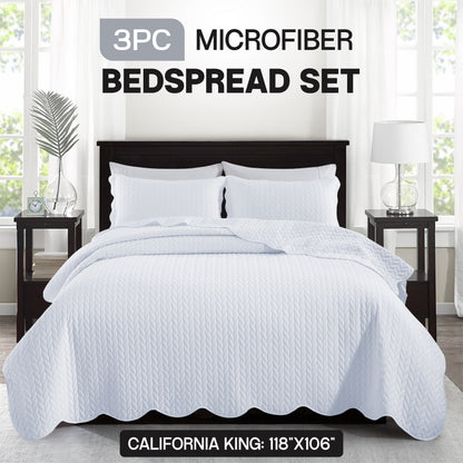 Bedspread Set 3-Piece Microfiber Floral Coverlet with Pillow Shams - Soft Breathable Lightweight All-Season Bed Cover for Queen King Twin California King