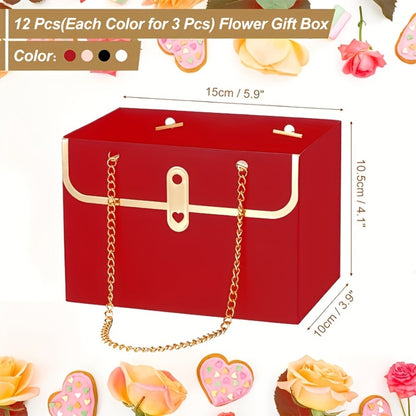 Paper Flower Bouquet Gift Bags with Metal Chain Handle Bulk – 12/24/36/48 Pcs Tote Bags for Wedding Party Birthday Florist Graduation Holiday Colorful Gift Wrapping