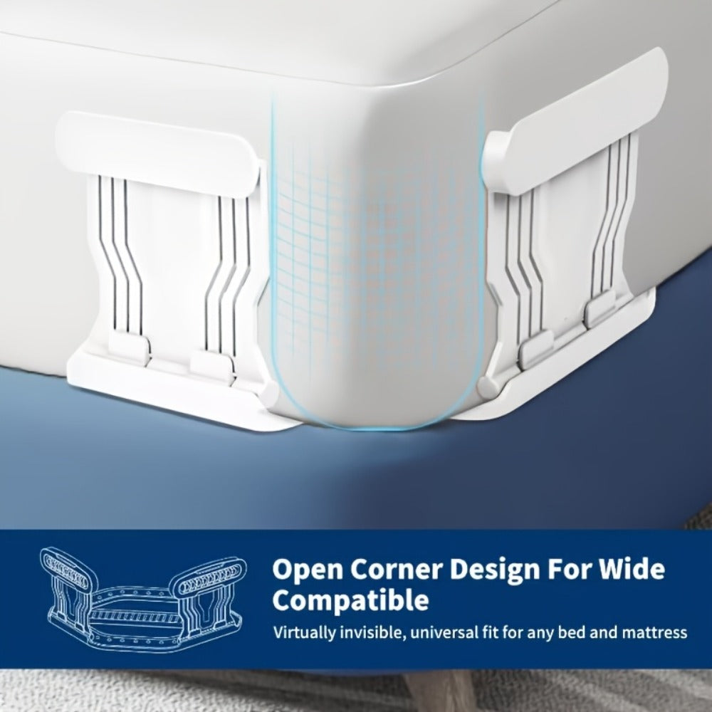 Bed Sheet Holder Straps – Heavy-Duty Mattress Sheet Grippers, No More Loose Bedding, Universal Fit for All Mattress Depths & Sheet Styles, Easy One-Time Installation, White & Gray