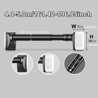Telescopic Curtain Rod No Drill 15.75"-196.85" Adjustable Shower Curtain Rod 33mm for Large Windows