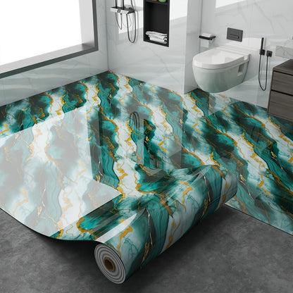 Peel and Stick Floor Tile Sticker 15.7"x118" Self-Adhesive Marble Pattern Vinyl Roll – 3mm Thick Removable Flooring for Kitchen Backsplash, Bathroom, Shower Room & Home Renovation