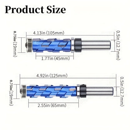Carbide Flush Trim Router Bit 1/2" Shank - Double Bearing Design, Precision Woodworking Template Trimming Bit, CNC Router Cutter for Wood, Plywood & Laminate, 45mm & 65mm Options