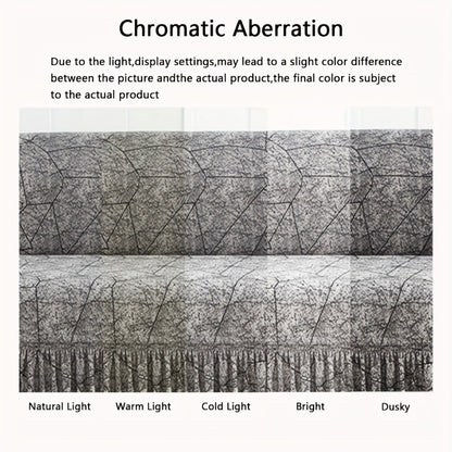 Printed Elastic Skirt Sofa Cover Modern Hem Design Stretch Sofa Slipcover Protective Furniture Cover for Living Room Single 2 3 4 Seater Machine Washable