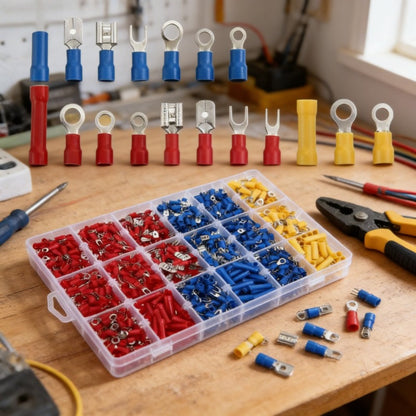 Electrical Crimp Terminals 280pcs Assorted Kit – Insulated Ring Fork Spade & Butt Wire Connectors for Automotive Marine & Home Wiring, Universal Cable Connector Set with Storage Case