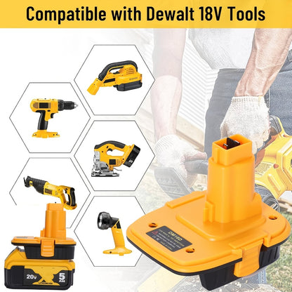 DM18D Battery Adapter for DeWalt 18V XRP NiCad NiMh Cordless Tools Compatible with DeWalt 20V Li-ion or MK 18V Red Tools Li-ion Replaces DeWalt 18V Battery 2 Pack or 4 Pack Adapter Only