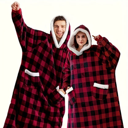Wearable Blanket Hoodie – Oversized Flannel Sweatshirt Blanket with Pockets for Women & Men, 450-500gsm Thick Warm Winter Cozy