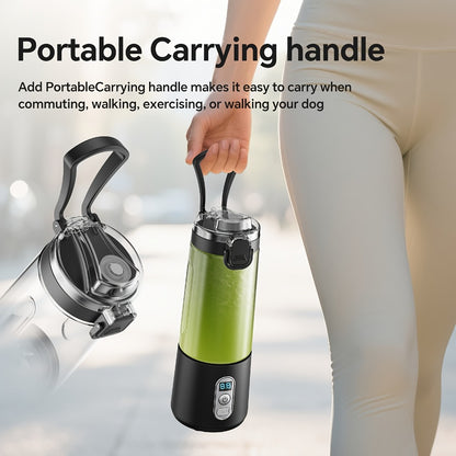 Portable Smoothie Blender USB-C Fast Charge 6-Blade Stainless Steel – Digital Timer Battery Display High-Speed Ice Crush No-Spill Lid | Protein Shake Gym Travel Blender in Black Pink White