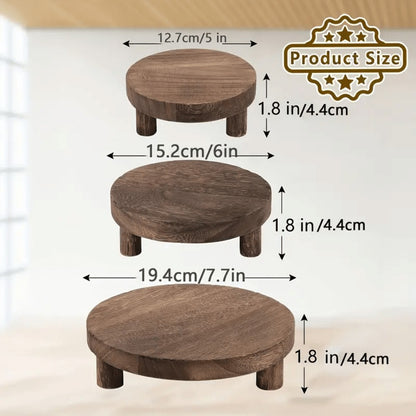 Wooden Display Risers Set of 3 – Rustic Farmhouse Cake Stand Pedestals for Kitchen Counter, Home Decor, Christmas & Holiday Table Centerpiece Organizer