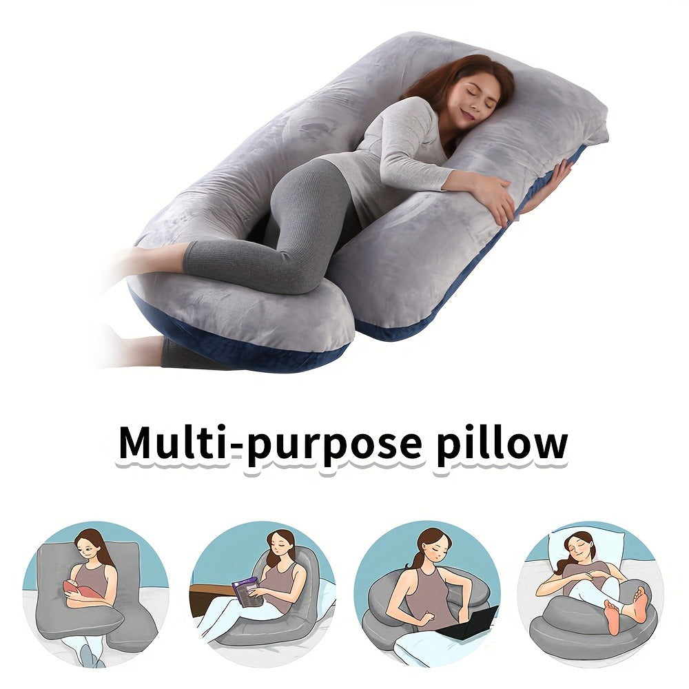 Pregnancy Pillow J-Shape 60 Inch Full Body Maternity Pillow with Velvet Cover – Back Leg Belly Support for Pregnant Women Side Sleeper Body Pillow Multiple Colors