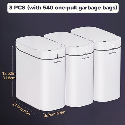 Automatic Sensor Trash Can Self-Emptying 3.8 Gallon with Drawstring Bags - Hands Free Infrared Smart Waste Bin for Bathroom Kitchen Bedroom Office Dorm Room