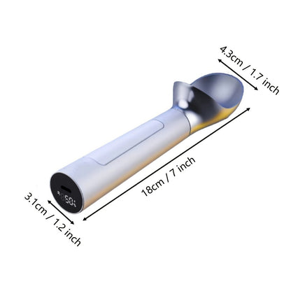 Heated Electric Ice Cream Scoop – USB-C Rechargeable with 3 Temperature Levels up to 158°F, Touch-Activated, IPX7 Waterproof, LED Display, Food Grade Stainless Steel, Ergonomic Design for Hard Ice Cream