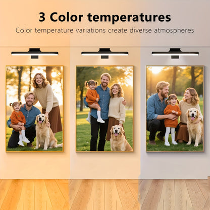 Picture Lights for Wall Battery Operated Rechargeable | Cordless LED Wall Sconce with Remote & 3 Color Temperatures – Art Light for Painting, Frame, Gallery & Dartboard, Black