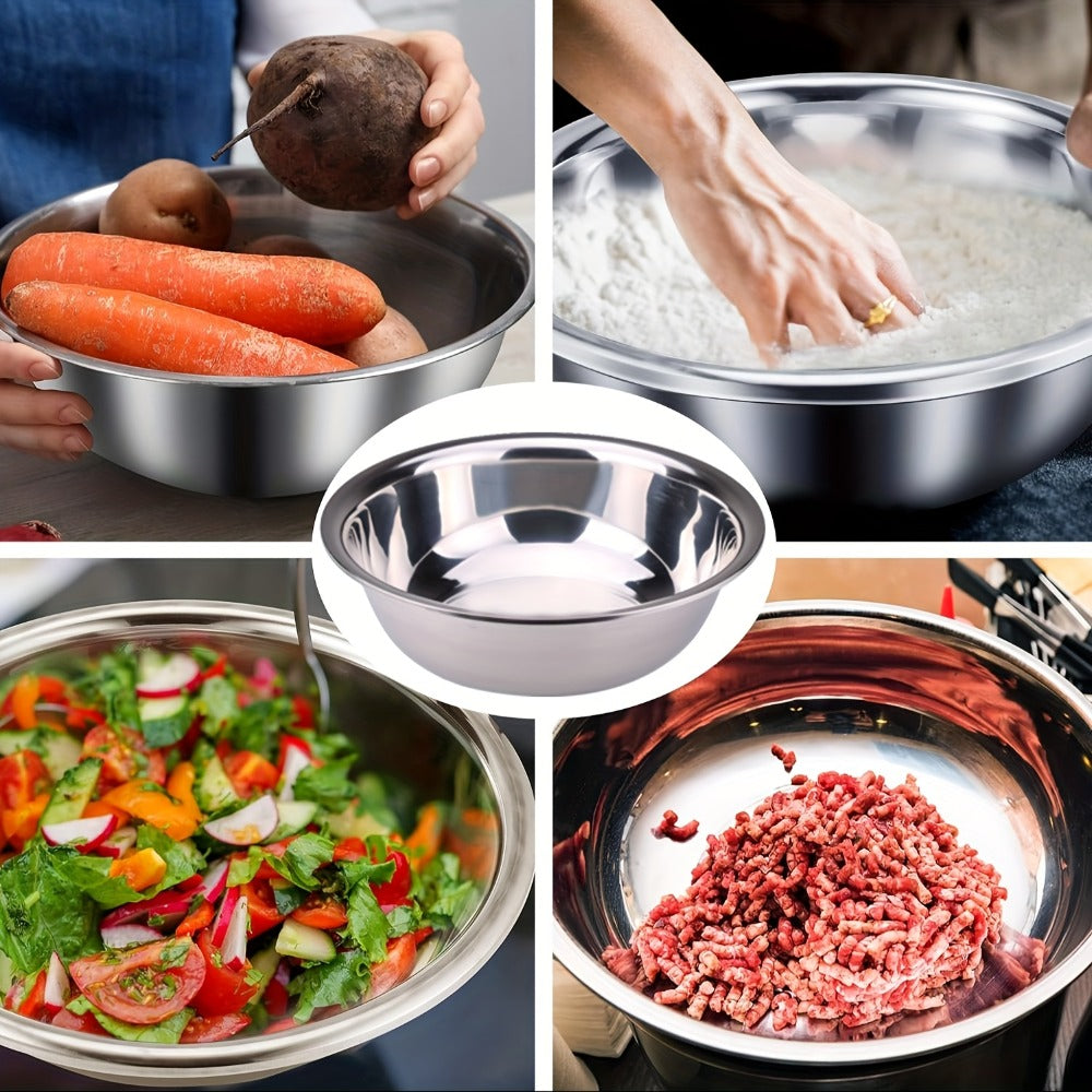 Stainless Steel Mixing Bowl Large 15.75 Inch with Footed Base – Rust-Resistant Salad Bowl, Vegetable & Fruit Washing Basin, Soaking Tub & Dish Pan for Home Kitchen, Durable & Easy to Clean