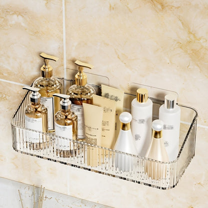 Wall Mounted Bathroom Shelf Storage Rack Organizer - Plastic Hanging Tray Basket Shampoo Shower Gel Holder | Gray Amber Green | Bathroom Storage and Organization Accessories