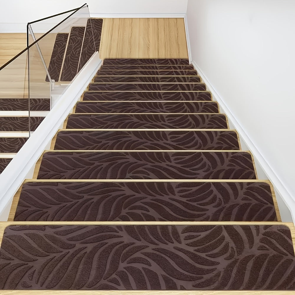 Non-Slip Stair Treads 15 Pack – Self-Adhesive Indoor Stair Mats for Wooden Steps, Washable Polyester Carpet Runners, Protects Stairs & Prevents Slipping for Kids, Pets & Elderly