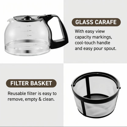 Drip Coffee Maker 5 Cup with Cup Warmer Reusable Filter Fast Heating Auto Shut-Off Compact Coffee Machine for Home Office Coffee Bar