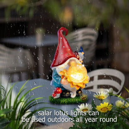 Solar Light Elf Resin Statue – Outdoor Garden Figurine That Automatically Lights Up at Night, Holiday Collectible Decor for Christmas, Easter, Halloween, Thanksgiving & Hanukkah, Patio Porch Desk Decor Gift
